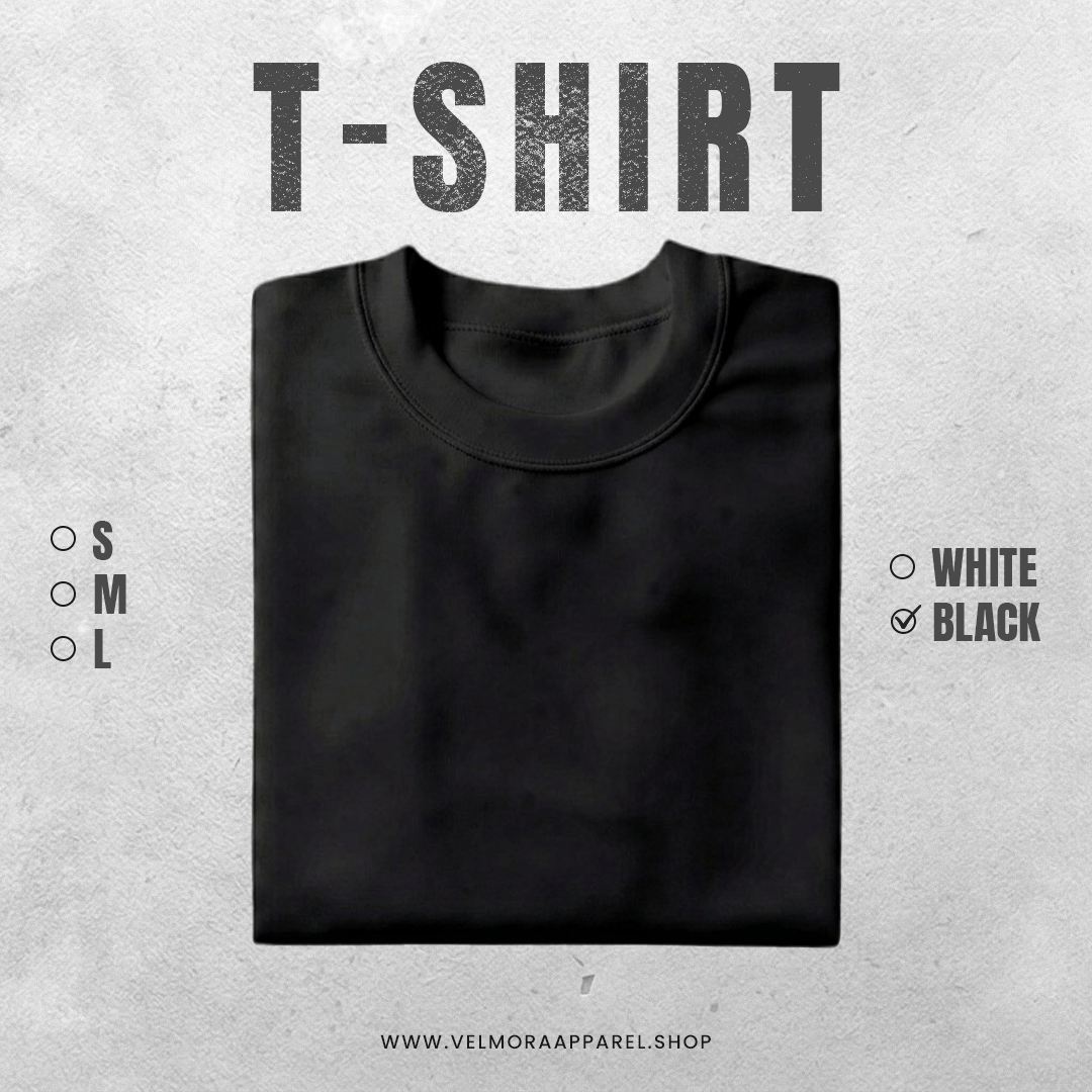 Premium Basic Black Half Sleeve Cotton T-Shirt